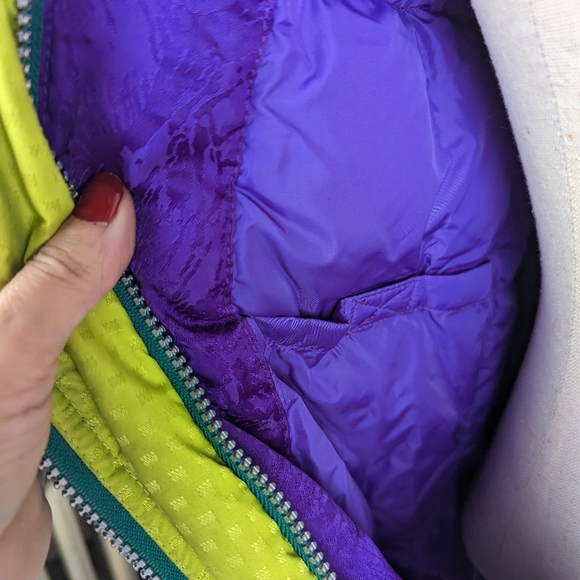 Vintage 1980s Obermeyer Gallery Down Ski Snowboard Parka Jacket Purple & Green - Picture 15 of 16